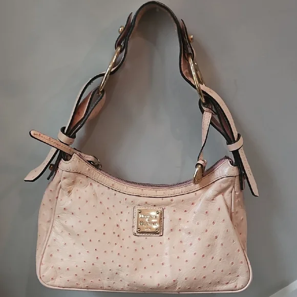 Dooney & Bourke Blush Pink Ostrich Leather Vintage Shoulder Bag - Picture 1 of 16